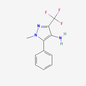 molecular formula C11H10F3N3 B12848742 1-Methyl-5-phenyl-3-trifluoromethyl-1H-pyrazol-4-ylamine 