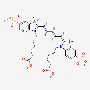 molecular formula C37H46KN2O10S2+ B12848747 1-(5-Carboxypentyl)-2-(5-(1-(5-carboxypentyl)-3,3-dimethyl-5-sulfoindolin-2-ylidene)penta-1,3-dien-1-yl)-3,3-dimethyl-3H-indol-1-ium-5-sulfonate, potassium salt 