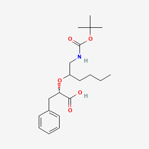 molecular formula C20H31NO5 B12848767 (2S)-2-[1-[(2-methylpropan-2-yl)oxycarbonylamino]hexan-2-yloxy]-3-phenylpropanoic acid 