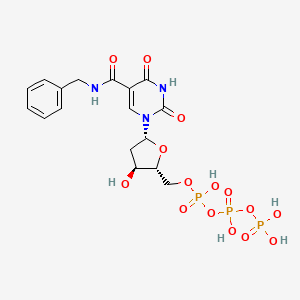 ((2R,3S,5R)-5-(5-(Benzylcarbamoyl)-2,4-dioxo-3,4-dihydropyrimidin-1(2H)-yl)-3-hydroxytetrahydrofuran-2-yl)methyl tetrahydrogen triphosphate