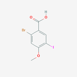 molecular formula C8H6BrIO3 B12850021 2-Bromo-5-iodo-4-methoxybenzoic acid 