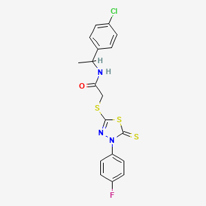 N-(1-(4-Chlorophenyl)ethyl)-2-((4-(4-fluorophenyl)-5-thioxo-4,5-dihydro-1,3,4-thiadiazol-2-yl)thio)acetamide