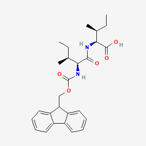 molecular formula C27H34N2O5 B12850069 (2S,3S)-2-((2S,3S)-2-((((9H-Fluoren-9-yl)methoxy)carbonyl)amino)-3-methylpentanamido)-3-methylpentanoic acid 