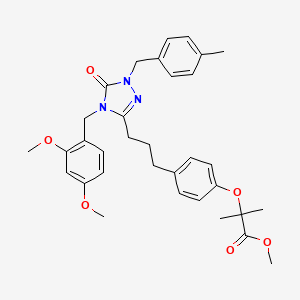 methyl 2-(4-(3-(4-(2,4-dimethoxybenzyl)-1-(4-methylbenzyl)-5-oxo-4,5-dihydro-1H-1,2,4-triazol-3-yl)propyl)phenoxy)-2-methylpropanoate