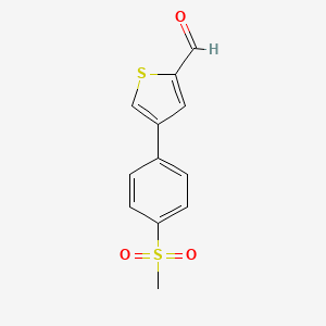 molecular formula C12H10O3S2 B12850431 4-[4-(Methylsulfonyl)phenyl]-2-thiophenecarbaldehyde 