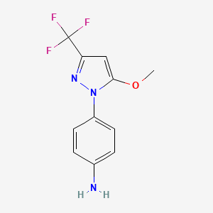 molecular formula C11H10F3N3O B12850521 4-(5-Methoxy-3-(trifluoromethyl)-1H-pyrazol-1-yl)aniline 