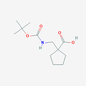 molecular formula C12H21NO4 B1285082 1-(((tert-Butoxycarbonyl)amino)methyl)cyclopentanecarboxylic acid CAS No. 204514-22-7