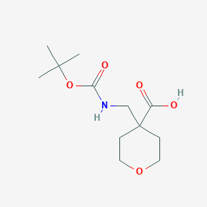 molecular formula C12H21NO5 B1285083 4-(((tert-Butoxycarbonyl)amino)methyl)tetrahydro-2H-pyran-4-carboxylic acid CAS No. 946761-11-1