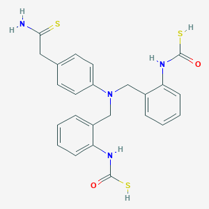 molecular formula C24H24N4O2S3 B12851221 [2-[[4-(2-amino-2-sulfanylideneethyl)-N-[[2-(sulfanylcarbonylamino)phenyl]methyl]anilino]methyl]phenyl]carbamothioic S-acid 