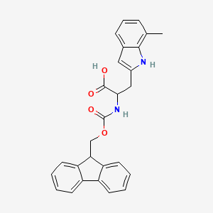 molecular formula C27H24N2O4 B12851492 2-((((9H-Fluoren-9-yl)methoxy)carbonyl)amino)-3-(7-methyl-1H-indol-2-yl)propanoic acid 