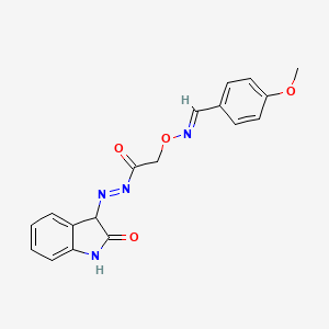 4-Methoxybenzaldehyde O-(2-oxo-2-((2-oxoindolin-3-yl)diazenyl)ethyl) oxime