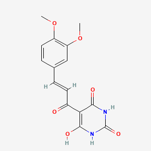 molecular formula C15H14N2O6 B12851919 5-[(2E)-3-(3,4-Dimethoxyphenyl)prop-2-enoyl]-6-hydroxy-1,2,3,4-tetrahydropyrimidine-2,4-dione 