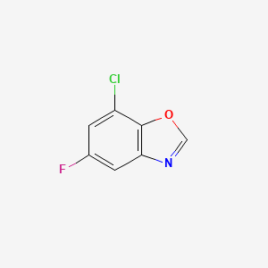 molecular formula C7H3ClFNO B12852044 7-Chloro-5-fluoro-1,3-benzoxazole 