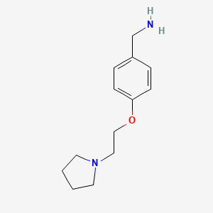 B1285225 {4-[2-(Pyrrolidin-1-yl)ethoxy]phenyl}methanamine CAS No. 122893-33-8