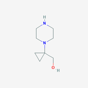 molecular formula C8H16N2O B12852545 (1-(Piperazin-1-yl)cyclopropyl)methanol 