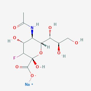 molecular formula C11H17FNNaO9 B12852574 Sodium (2R,4R,5R,6R)-5-acetamido-3-fluoro-2,4-dihydroxy-6-((1R,2R)-1,2,3-trihydroxypropyl)tetrahydro-2H-pyran-2-carboxylate 