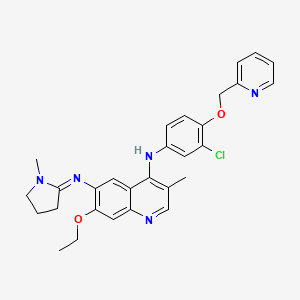 N-(3-Chloro-4-(pyridin-2-ylmethoxy)phenyl)-7-ethoxy-3-methyl-6-((1-methylpyrrolidin-2-ylidene)amino)quinolin-4-amine