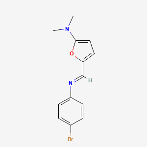 molecular formula C13H13BrN2O B12853133 5-(((4-Bromophenyl)imino)methyl)-N,N-dimethylfuran-2-amine 