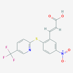 molecular formula C15H9F3N2O4S B12853188 3-(5-Nitro-2-{[5-(trifluoromethyl)-2-pyridyl]thio}phenyl)acrylic acid 