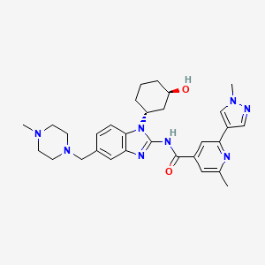 molecular formula C30H38N8O2 B12853654 rel-N-(1-((1R,3R)-3-Hydroxycyclohexyl)-5-((4-methylpiperazin-1-yl)methyl)-1H-benzo[d]imidazol-2-yl)-2-methyl-6-(1-methyl-1H-pyrazol-4-yl)isonicotinamide 