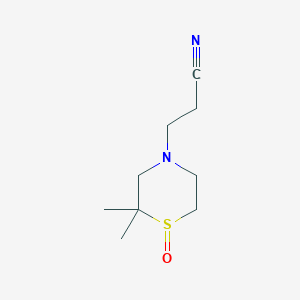 molecular formula C9H16N2OS B12853735 3-(2,2-Dimethyl-1-oxidothiomorpholino)propanenitrile 