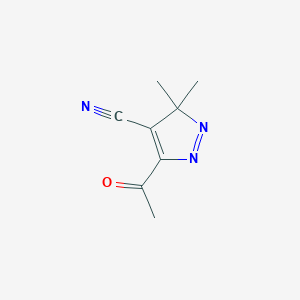 molecular formula C8H9N3O B12853763 5-Acetyl-3,3-dimethyl-3H-pyrazole-4-carbonitrile 