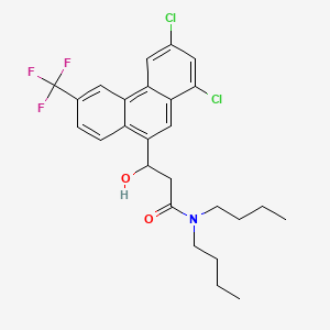 molecular formula C26H28Cl2F3NO2 B12853938 N,N-Dibutyl-1,3-dichloro-beta-hydroxy-6-(trifluoromethyl)phenanthren-9-propanamide CAS No. 94133-70-7