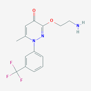 molecular formula C14H14F3N3O2 B128543 4(1H)-Pyridazinone, 3-(2-aminoethoxy)-6-methyl-1-(3-(trifluoromethyl)phenyl)- CAS No. 146824-80-8
