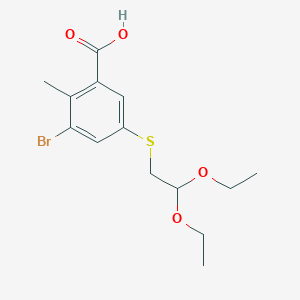 molecular formula C14H19BrO4S B12855991 3-Bromo-5-((2,2-diethoxyethyl)thio)-2-methylbenzoic acid 