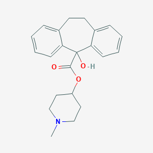 molecular formula C22H25NO3 B012856 5H-Dibenzo(a,d)cycloheptene-5-carboxylic acid, 10,11-dihydro-5-hydroxy-, 1-methyl-4-piperidyl ester CAS No. 101565-03-1