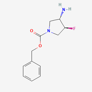 molecular formula C12H15FN2O2 B12856003 trans-Benzyl 3-amino-4-fluoropyrrolidine-1-carboxylate 