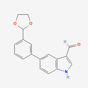 5-[3-(1,3-Dioxolan-2-yl)phenyl]-1H-indole-3-carbaldehyde