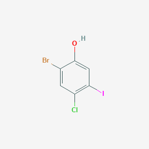 molecular formula C6H3BrClIO B12856084 2-Bromo-4-chloro-5-iodophenol 