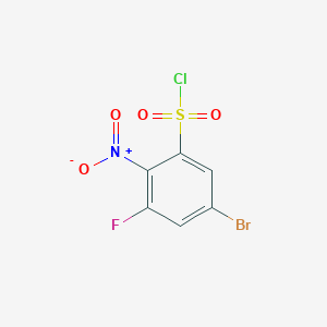 molecular formula C6H2BrClFNO4S B12856162 5-Bromo-3-fluoro-2-nitrobenzenesulphonyl chloride 