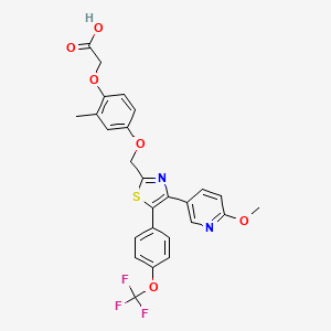 molecular formula C26H21F3N2O6S B12856226 Acetic acid, 2-[4-[[4-(6-methoxy-3-pyridinyl)-5-[4-(trifluoromethoxy)phenyl]-2-thiazolyl]methoxy]-2-methylphenoxy]- 