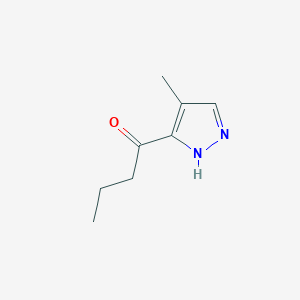 molecular formula C8H12N2O B12856252 1-(4-Methyl-1H-pyrazol-3-yl)butan-1-one 