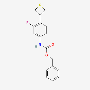 molecular formula C17H16FNO2S B12856265 Benzyl (3-fluoro-4-(thietan-3-yl)phenyl)carbamate 