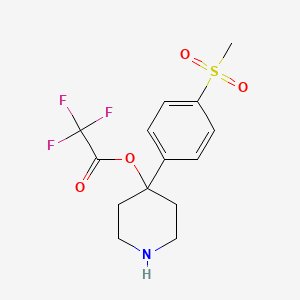 molecular formula C14H16F3NO4S B12856317 4-(4-(Methylsulfonyl)phenyl)piperidin-4-yl 2,2,2-trifluoroacetate 