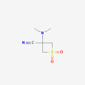 molecular formula C6H10N2O2S B12856318 3-(Dimethylamino)-1,1-dioxo-thietane-3-carbonitrile 