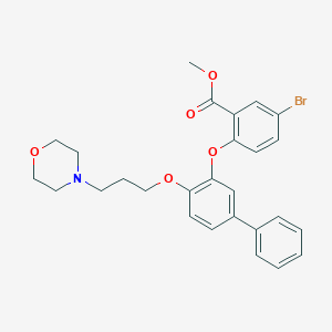 molecular formula C27H28BrNO5 B12856335 Methyl 5-bromo-2-((4-(3-morpholinopropoxy)-[1,1-biphenyl]-3-yl)oxy)benzoate 