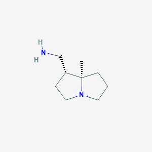 molecular formula C9H18N2 B12856342 ((1R,7AR)-7a-methylhexahydro-1H-pyrrolizin-1-yl)methanamine 