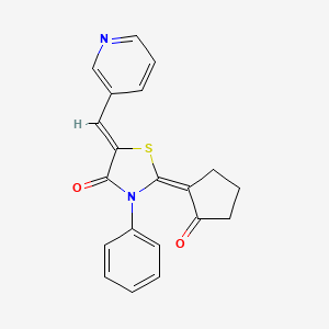 molecular formula C20H16N2O2S B12856391 2-(2-Ketocyclopentylidene)-3-phenyl-5-(3-pyridylmethylene)thiazolidin-4-one 