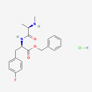 molecular formula C20H24ClFN2O3 B12856442 benzyl (2R)-3-(4-fluorophenyl)-2-[[(2R)-2-(methylamino)propanoyl]amino]propanoate;hydrochloride 