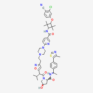 molecular formula C52H62ClN9O6S B12856521 N-(trans-3-(3-chloro-4-cyanophenoxy)-2,2,4,4-tetramethylcyclobutyl)-6-(4-(2-(5-(1-((2S,4R)-4-hydroxy-2-(((S)-1-(4-(4-methylthiazol-5-yl)phenyl)ethyl)carbamoyl)pyrrolidin-1-yl)-3-methyl-1-oxobutan-2-yl)isoxazol-3-yl)ethyl)piperazin-1-yl)nicotinamide 