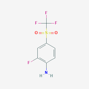 molecular formula C7H5F4NO2S B12856724 2-Fluoro-4-(trifluoromethylsulphonyl)aniline 