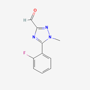 molecular formula C10H8FN3O B12856796 5-(2-Fluorophenyl)-1-methyl-1H-1,2,4-triazole-3-carbaldehyde 