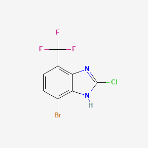 molecular formula C8H3BrClF3N2 B12856800 4-Bromo-2-chloro-7-(trifluoromethyl)-1H-1,3-benzimidazole 