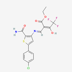 Ethyl 3-{[2-(aminocarbonyl)-5-(4-chlorophenyl)-3-thienyl]amino}-2-(2,2,2-trifluoroacetyl)acrylate