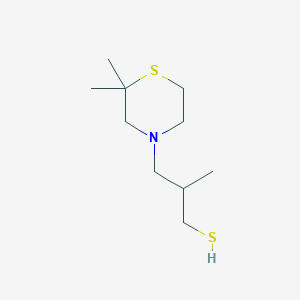 molecular formula C10H21NS2 B12856853 3-(2,2-Dimethylthiomorpholin-4-yl)-2-methylpropane-1-thiol 