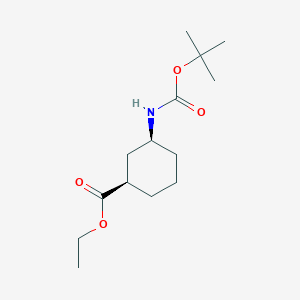 molecular formula C14H25NO4 B12856960 Rel-ethyl (1R,3S)-3-((tert-butoxycarbonyl)amino)cyclohexane-1-carboxylate CAS No. 851075-68-8